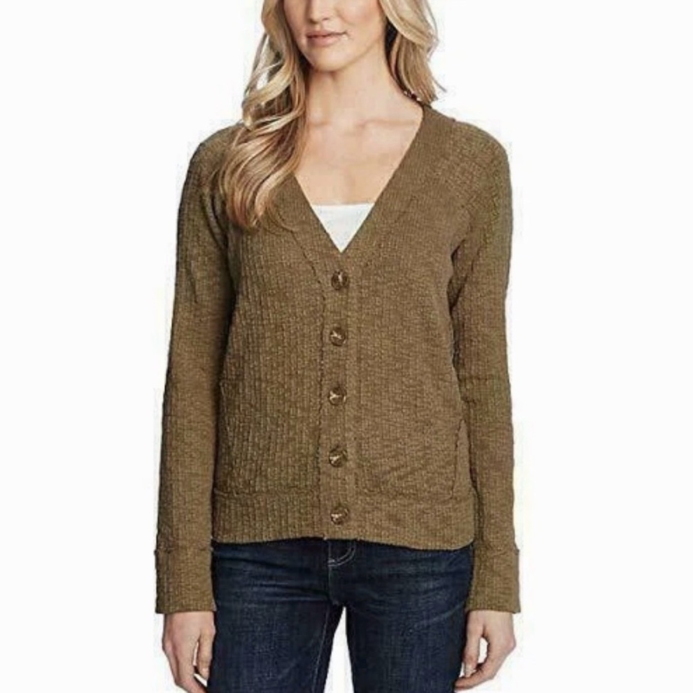 Two by Vince Camuto Olive Cardigan Button-Front Sweater